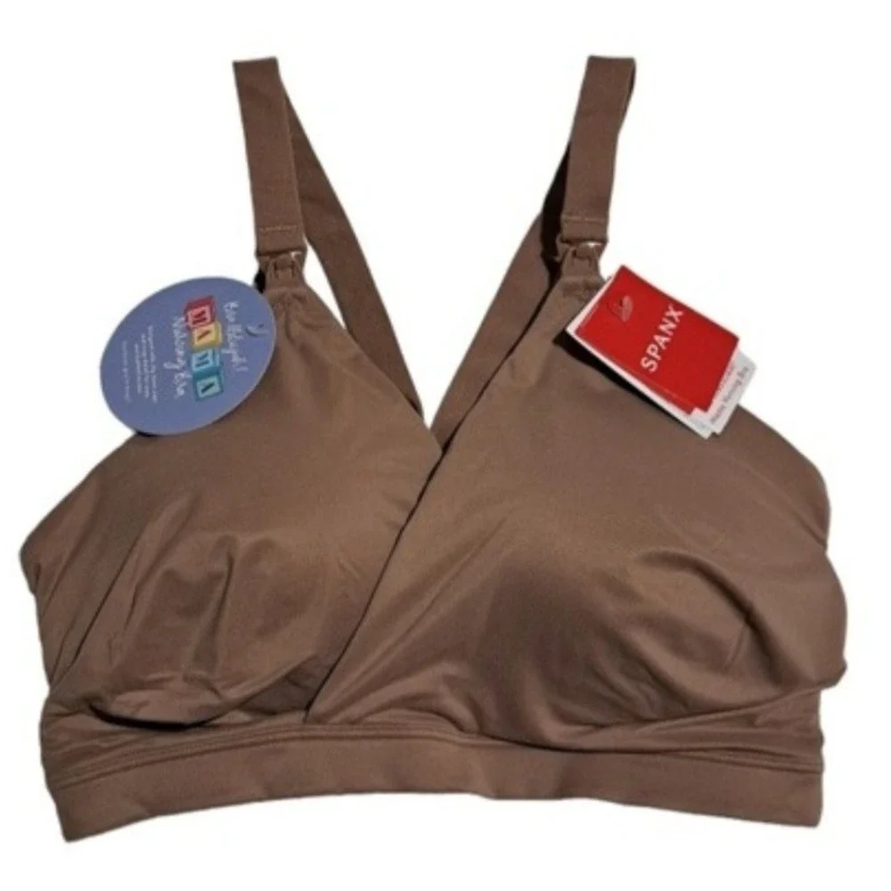 SPANX Women's Bra-Llelujah Mama Nursing Bra Size S Cafe au lait Removable Pads